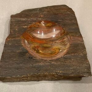 VTG Natural Polished Granite Stone Trinket Dish Cigar Cigarette Ashtray